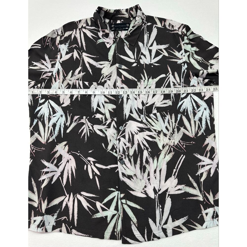AllSaints Bambusa Bamboo Print EcoVero Relaxed Fit Short Sleeve Button Down L - Picture 8 of 10